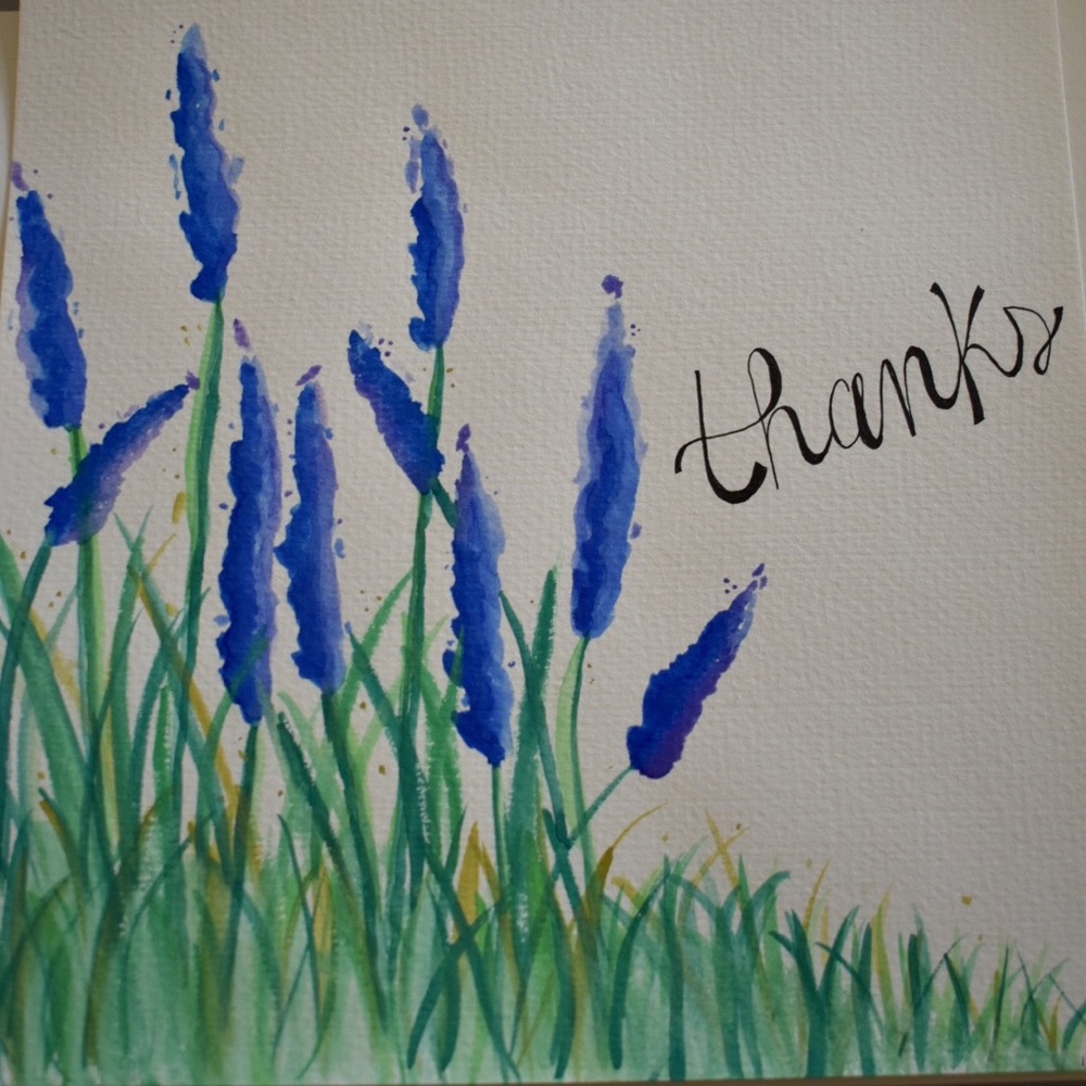 Lavender, “thank you” watercolor painting